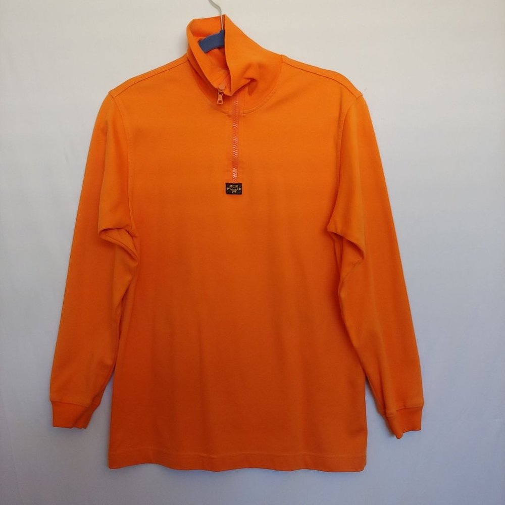 MCM Orange Womens Half Zip Long Sleeve Sweatshirt Made in Italy Medium